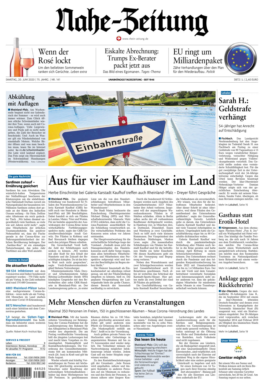 Nahe-Zeitung vom Samstag, 20.06.2020