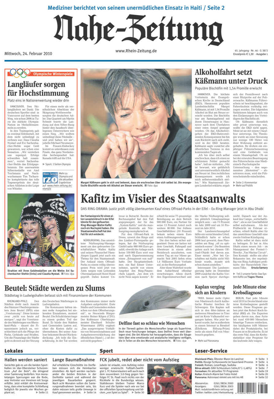 Nahe-Zeitung vom Mittwoch, 24.02.2010