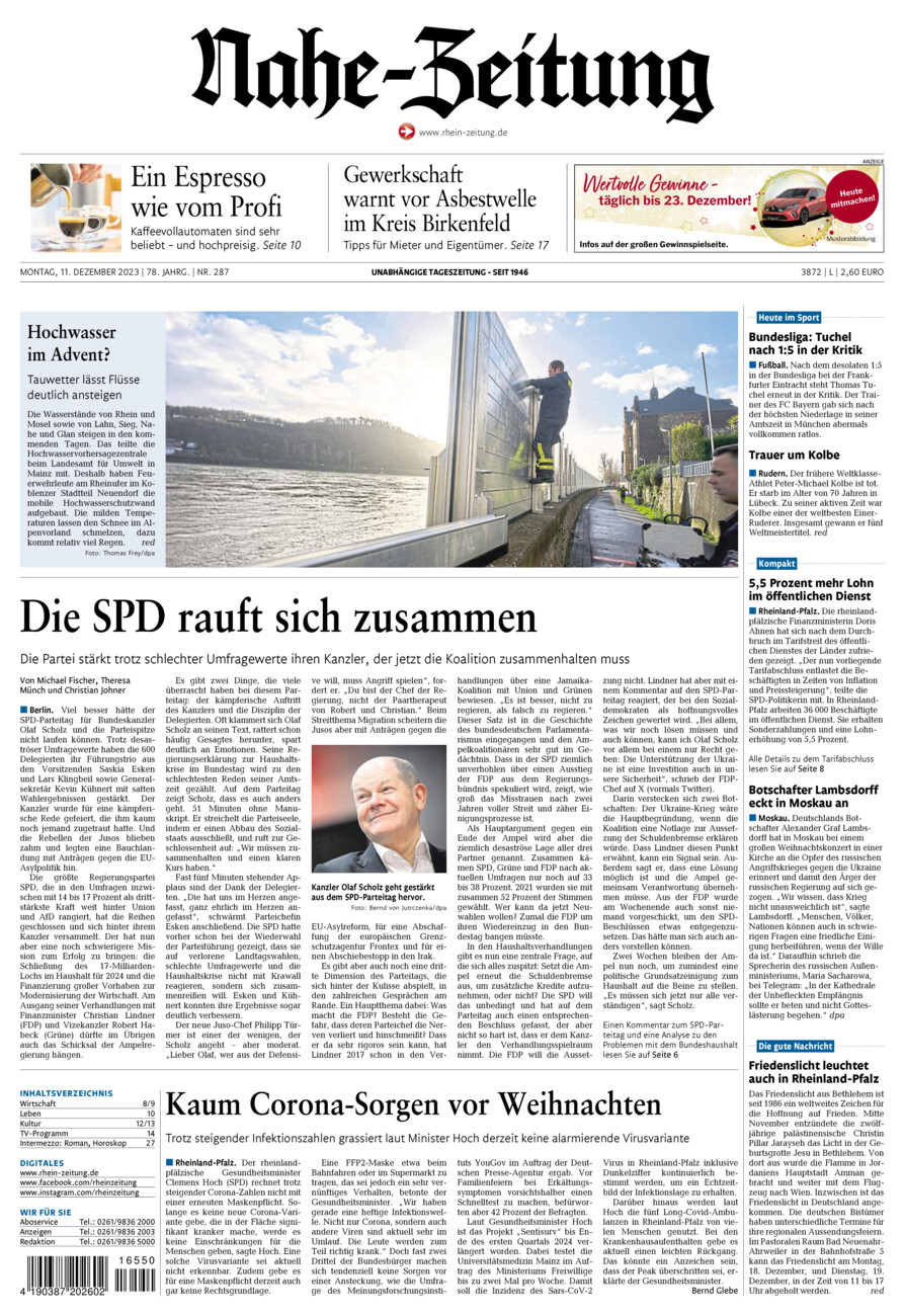 Nahe-Zeitung vom Montag, 11.12.2023