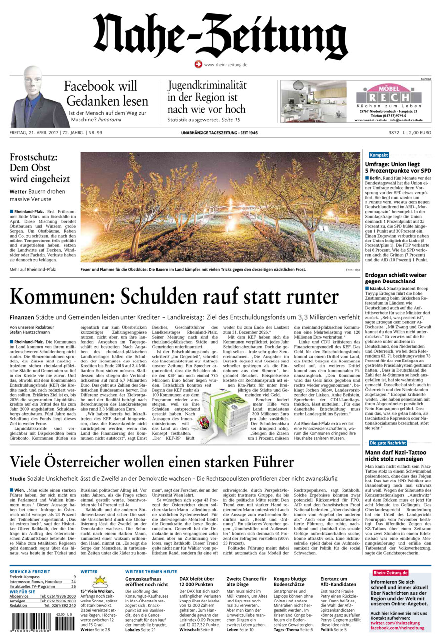 Nahe-Zeitung vom Freitag, 21.04.2017