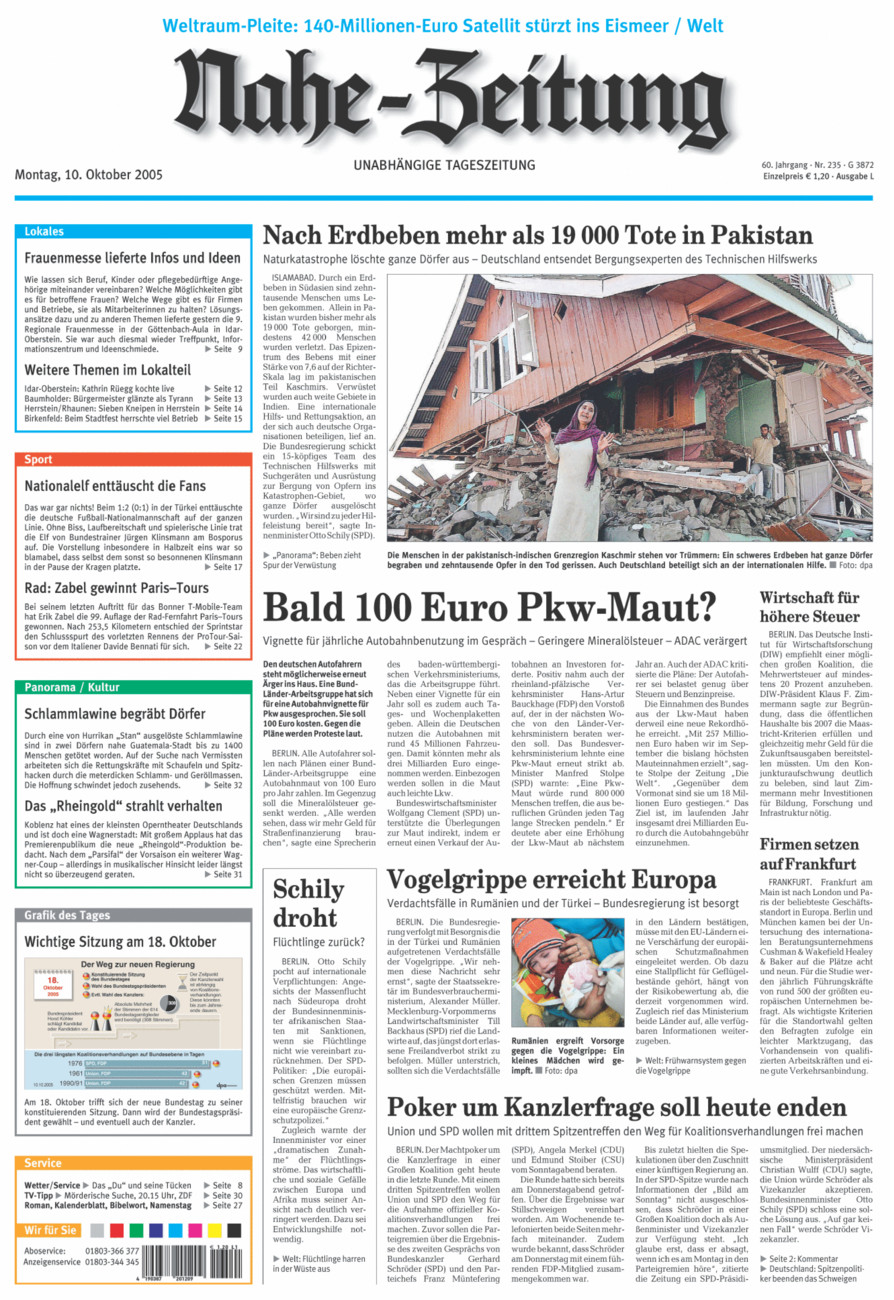 Nahe-Zeitung vom Montag, 10.10.2005