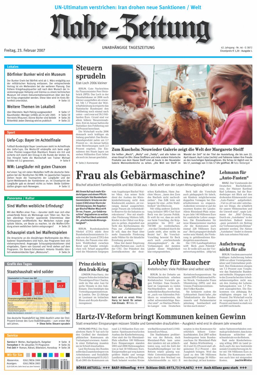 Nahe-Zeitung vom Freitag, 23.02.2007