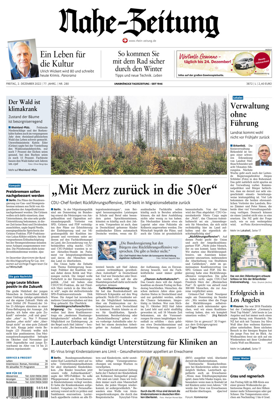 Nahe-Zeitung vom Freitag, 02.12.2022