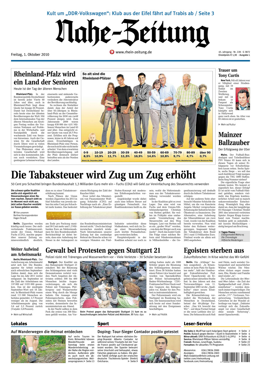 Nahe-Zeitung vom Freitag, 01.10.2010