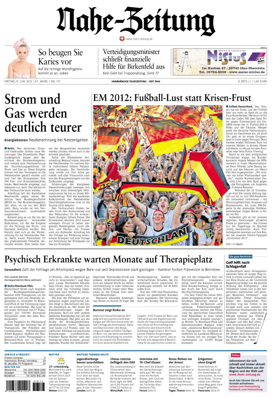 Nahe-Zeitung vom Freitag, 08.06.2012