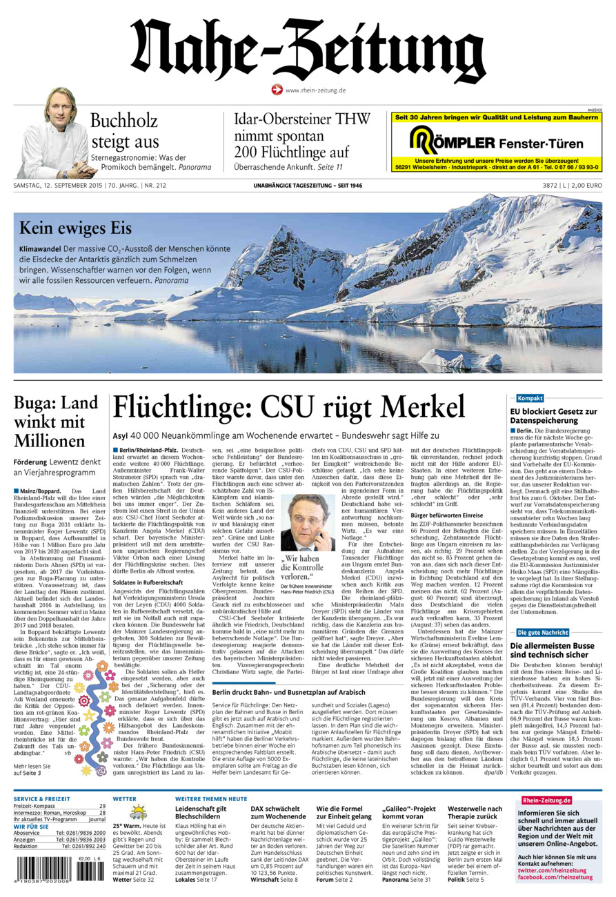 Nahe-Zeitung vom Samstag, 12.09.2015