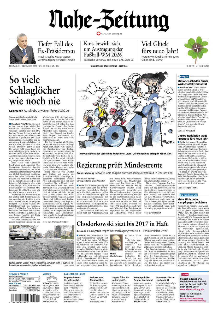 Nahe-Zeitung vom Freitag, 31.12.2010