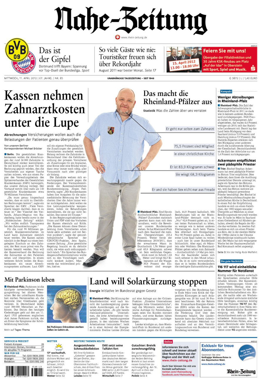 Nahe-Zeitung vom Mittwoch, 11.04.2012