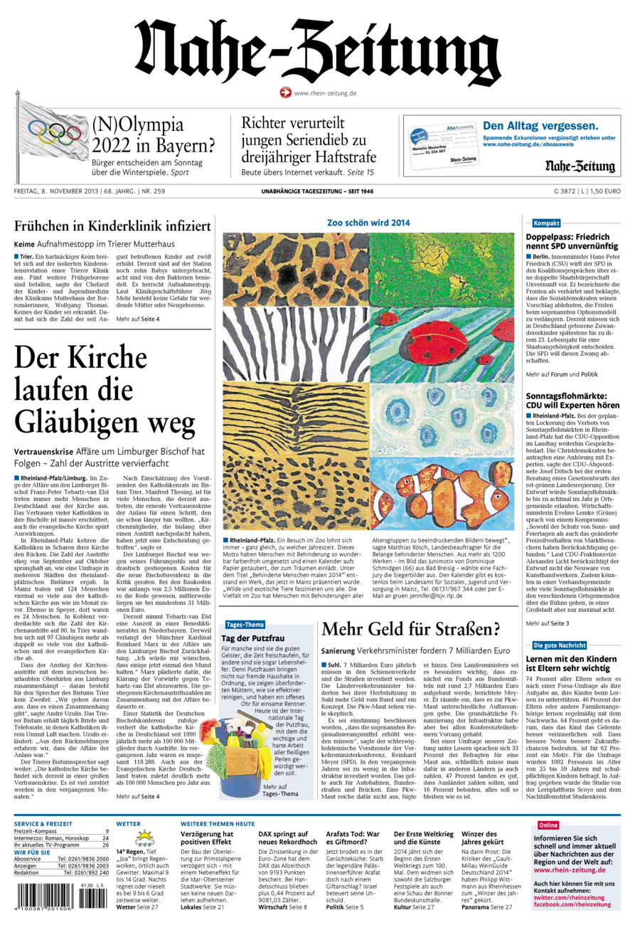 Nahe-Zeitung vom Freitag, 08.11.2013