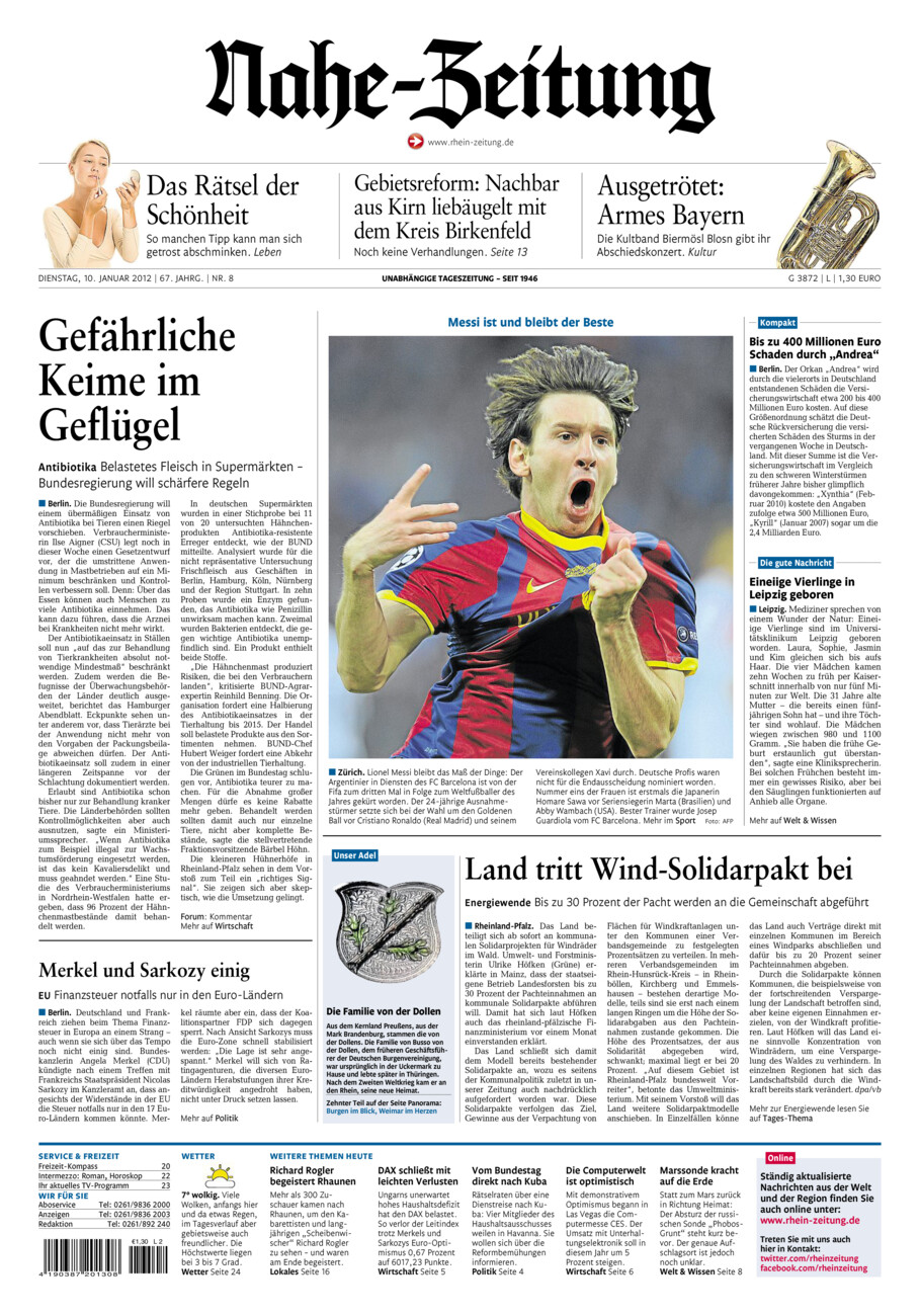 Nahe-Zeitung vom Dienstag, 10.01.2012