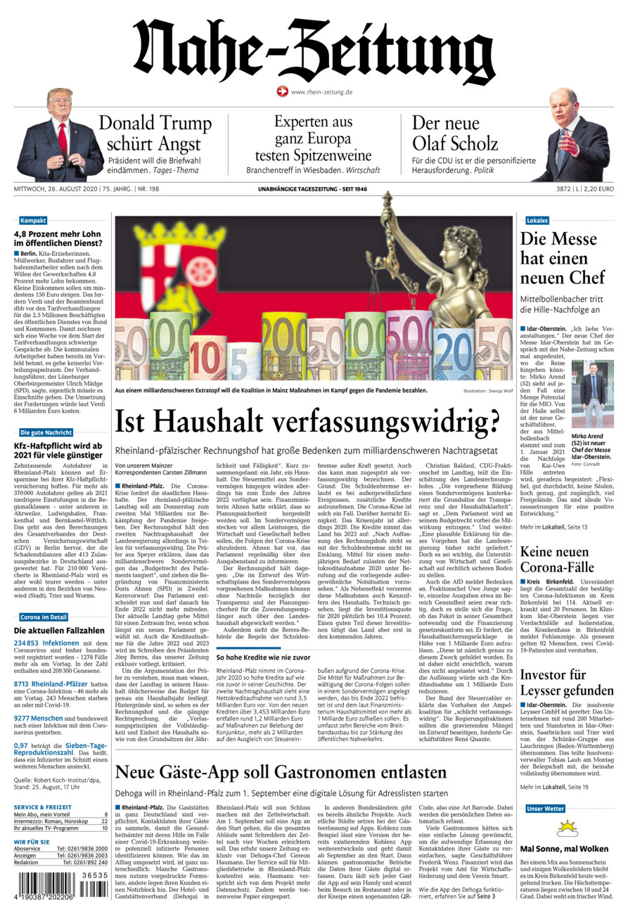 Nahe-Zeitung vom Mittwoch, 26.08.2020