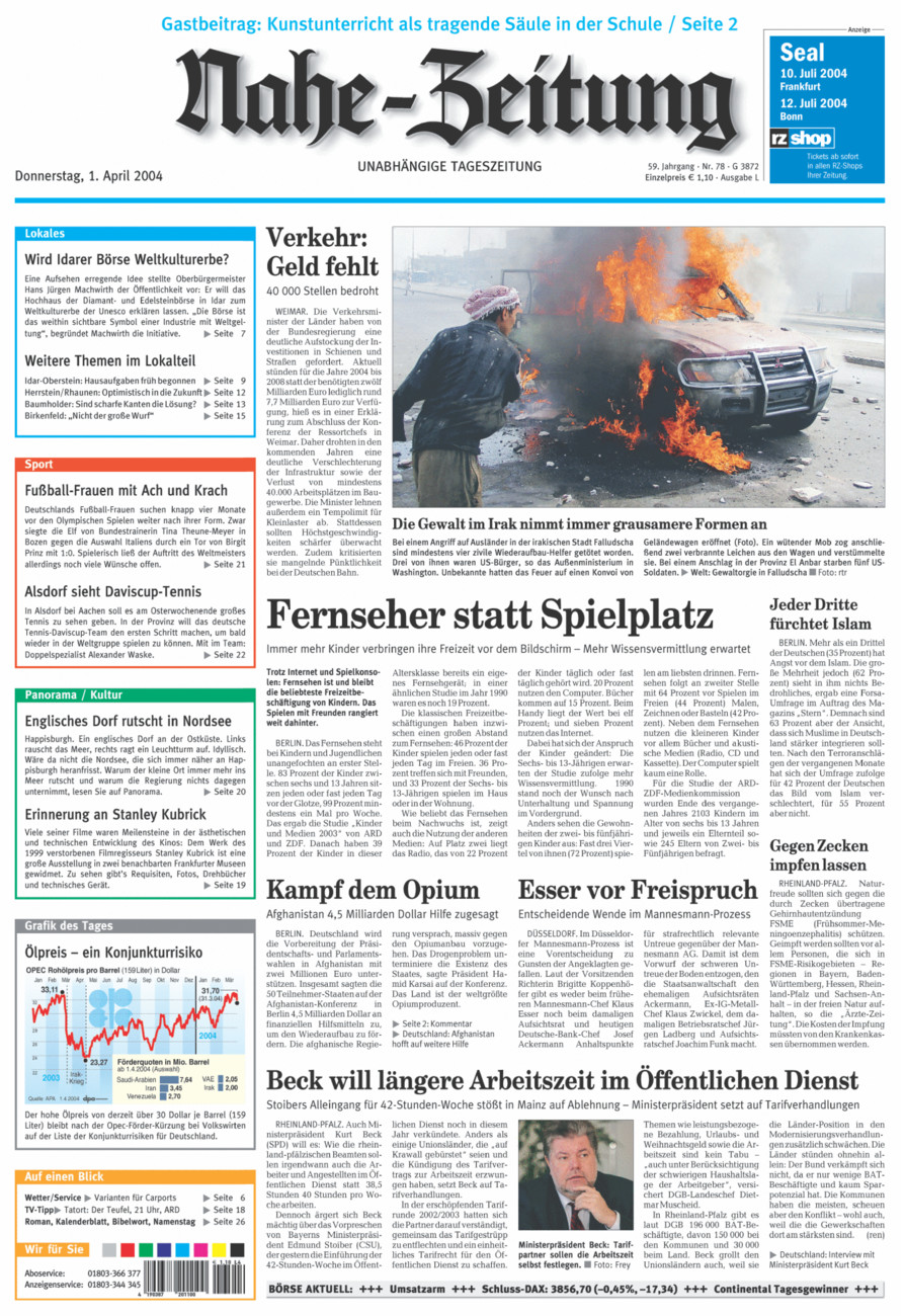 Nahe-Zeitung vom Donnerstag, 01.04.2004