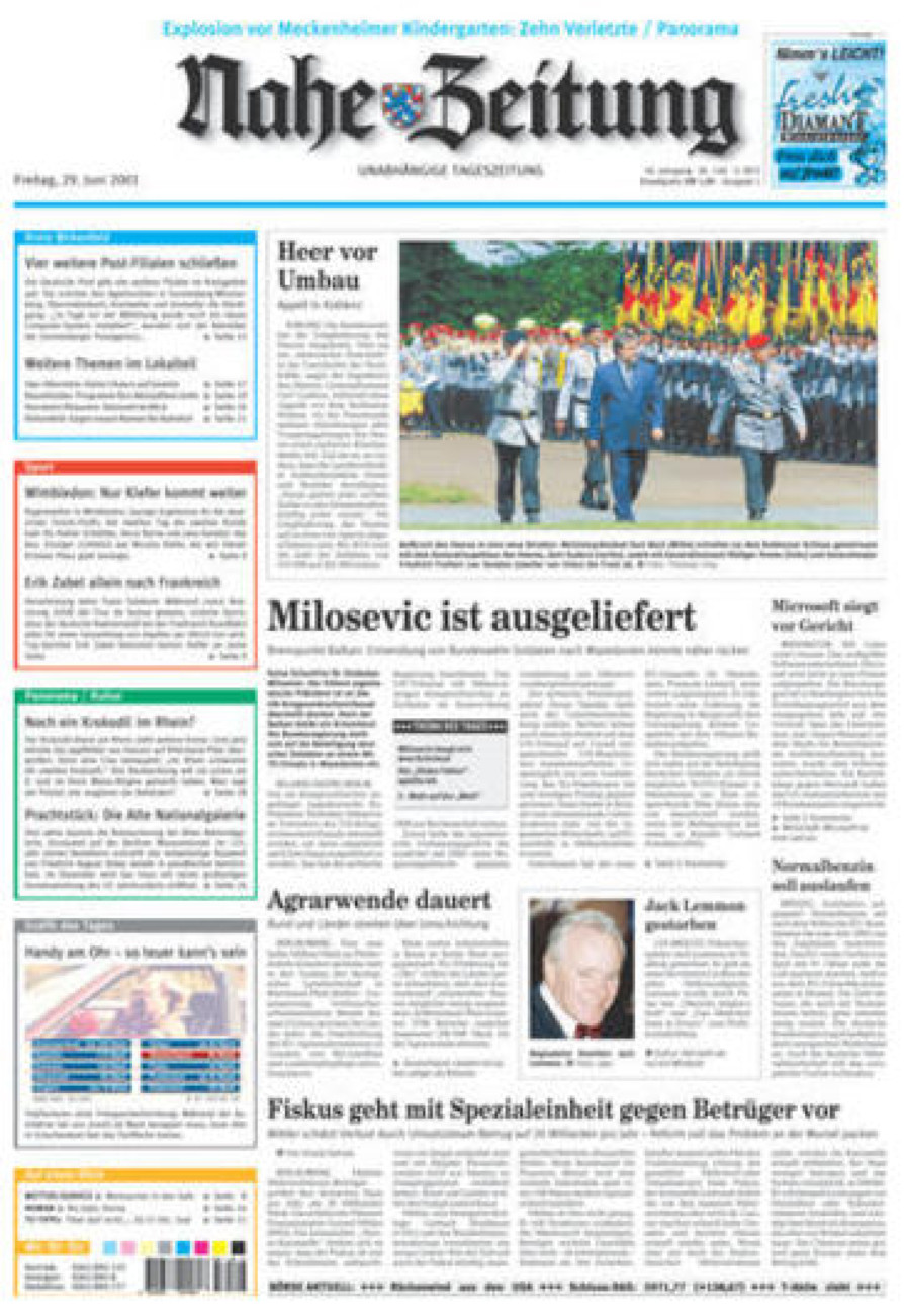 Nahe-Zeitung vom Freitag, 29.06.2001