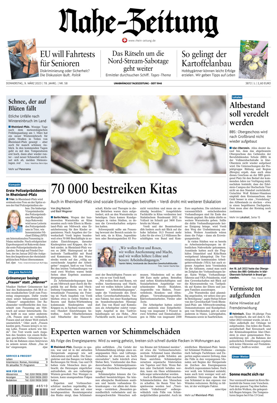 Nahe-Zeitung vom Donnerstag, 09.03.2023