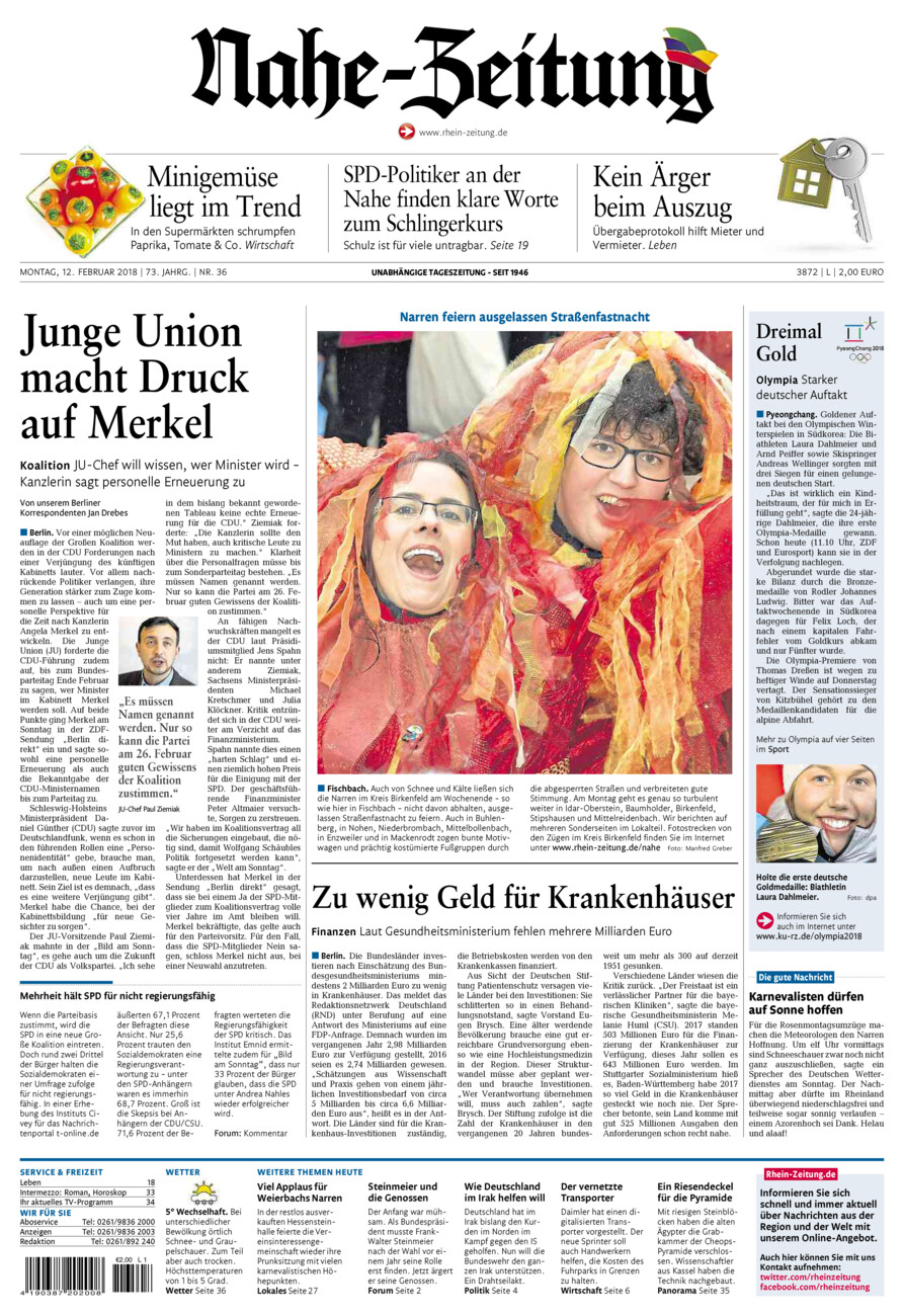 Nahe-Zeitung vom Montag, 12.02.2018