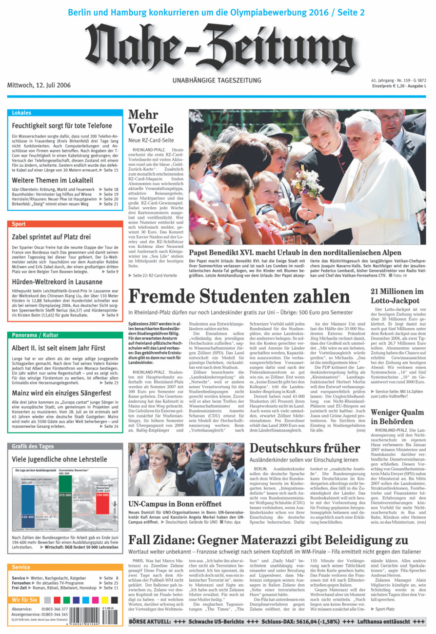 Nahe-Zeitung vom Mittwoch, 12.07.2006