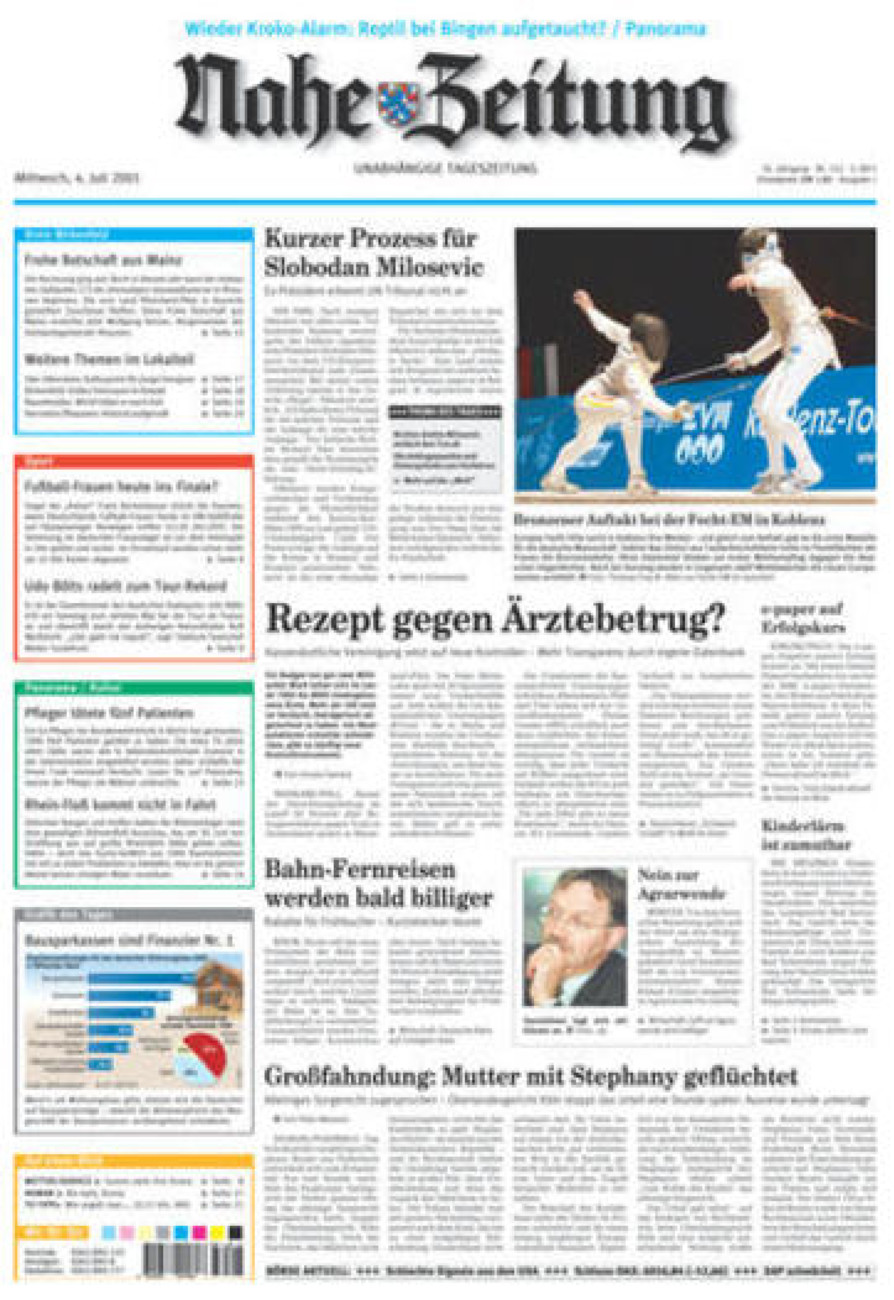 Nahe-Zeitung vom Mittwoch, 04.07.2001