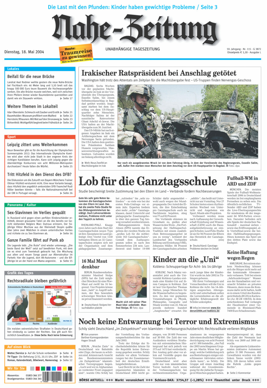 Nahe-Zeitung vom Dienstag, 18.05.2004