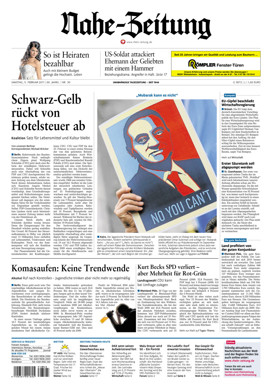 Nahe-Zeitung vom Samstag, 05.02.2011