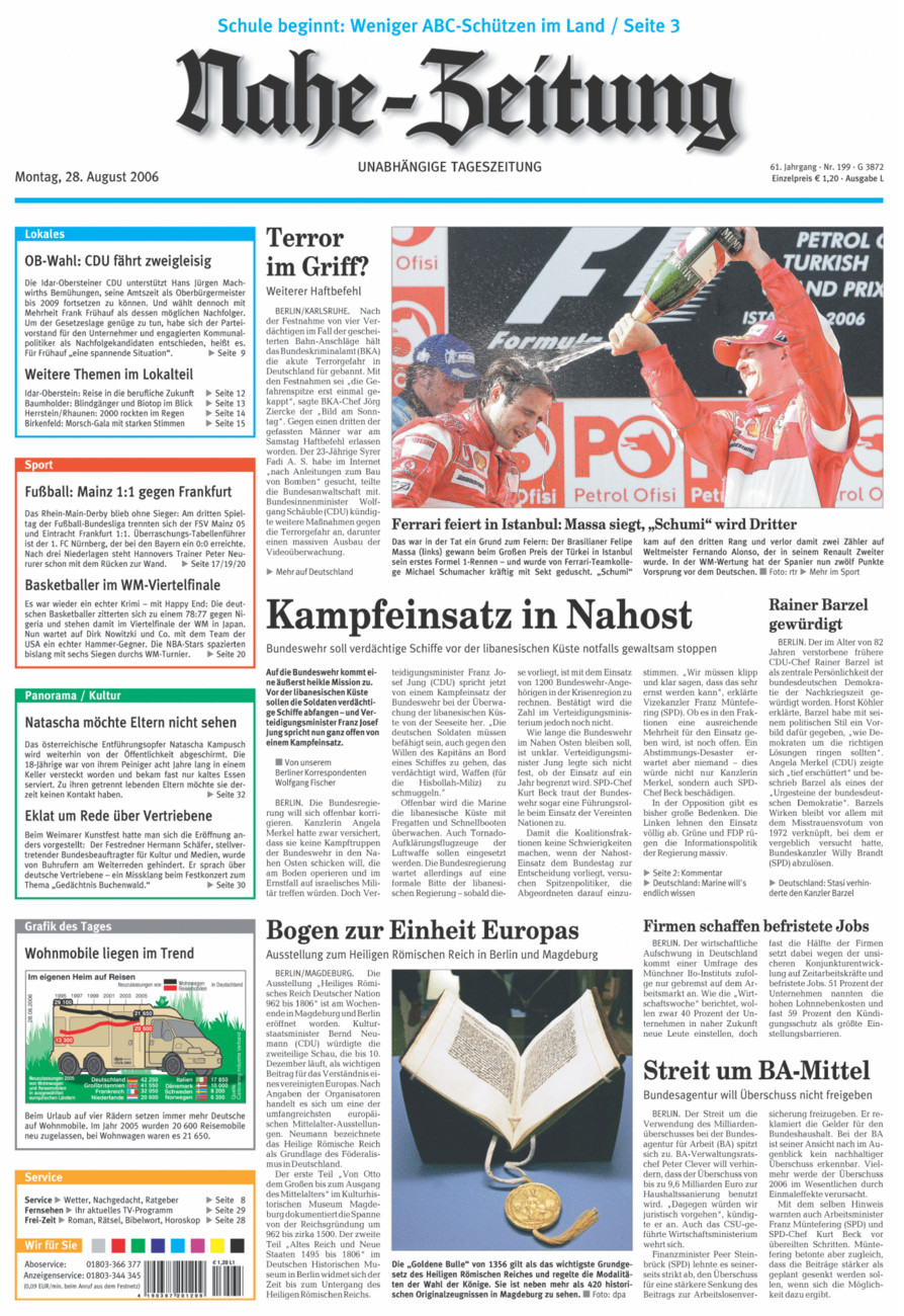 Nahe-Zeitung vom Montag, 28.08.2006