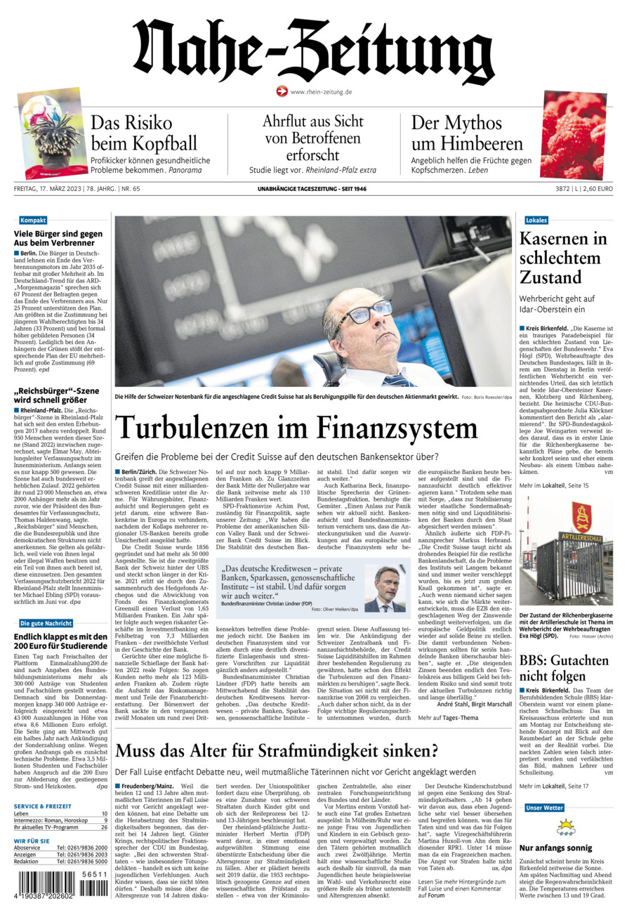 Nahe-Zeitung vom Freitag, 17.03.2023