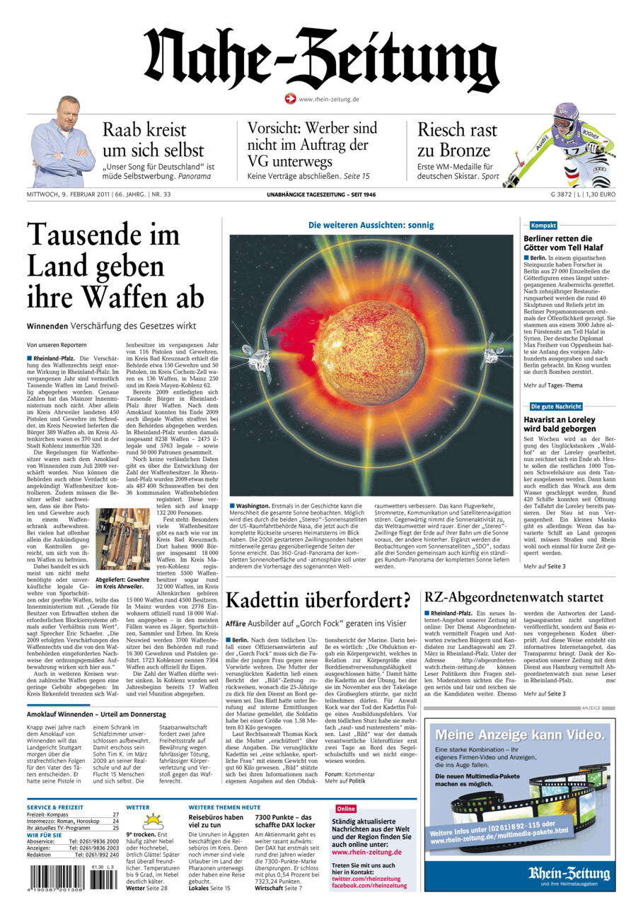 Nahe-Zeitung vom Mittwoch, 09.02.2011