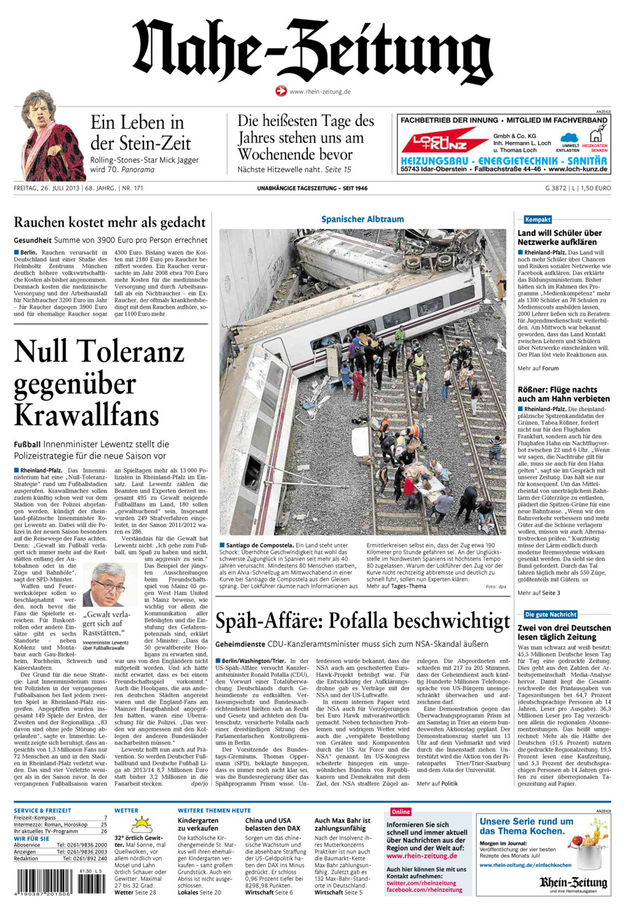 Nahe-Zeitung vom Freitag, 26.07.2013