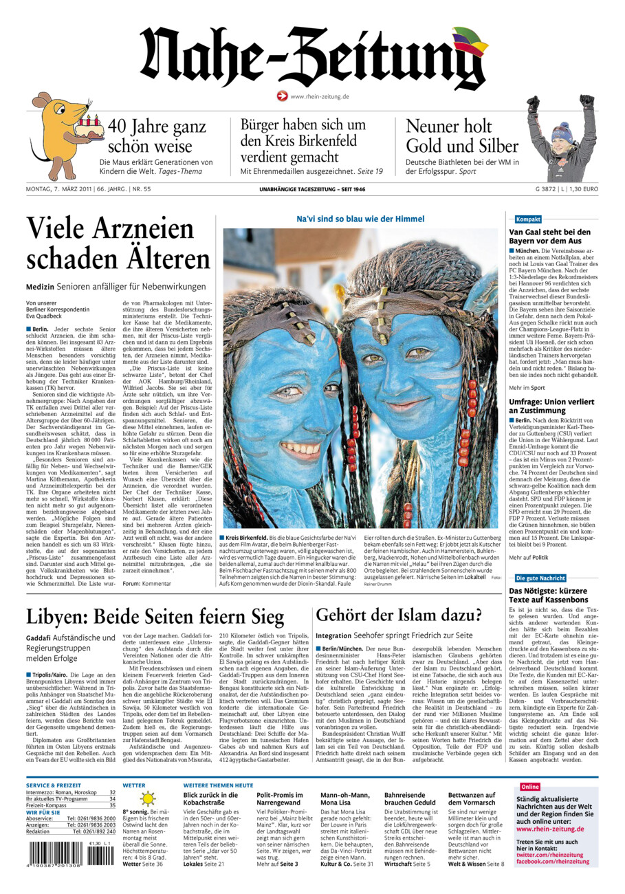 Nahe-Zeitung vom Montag, 07.03.2011