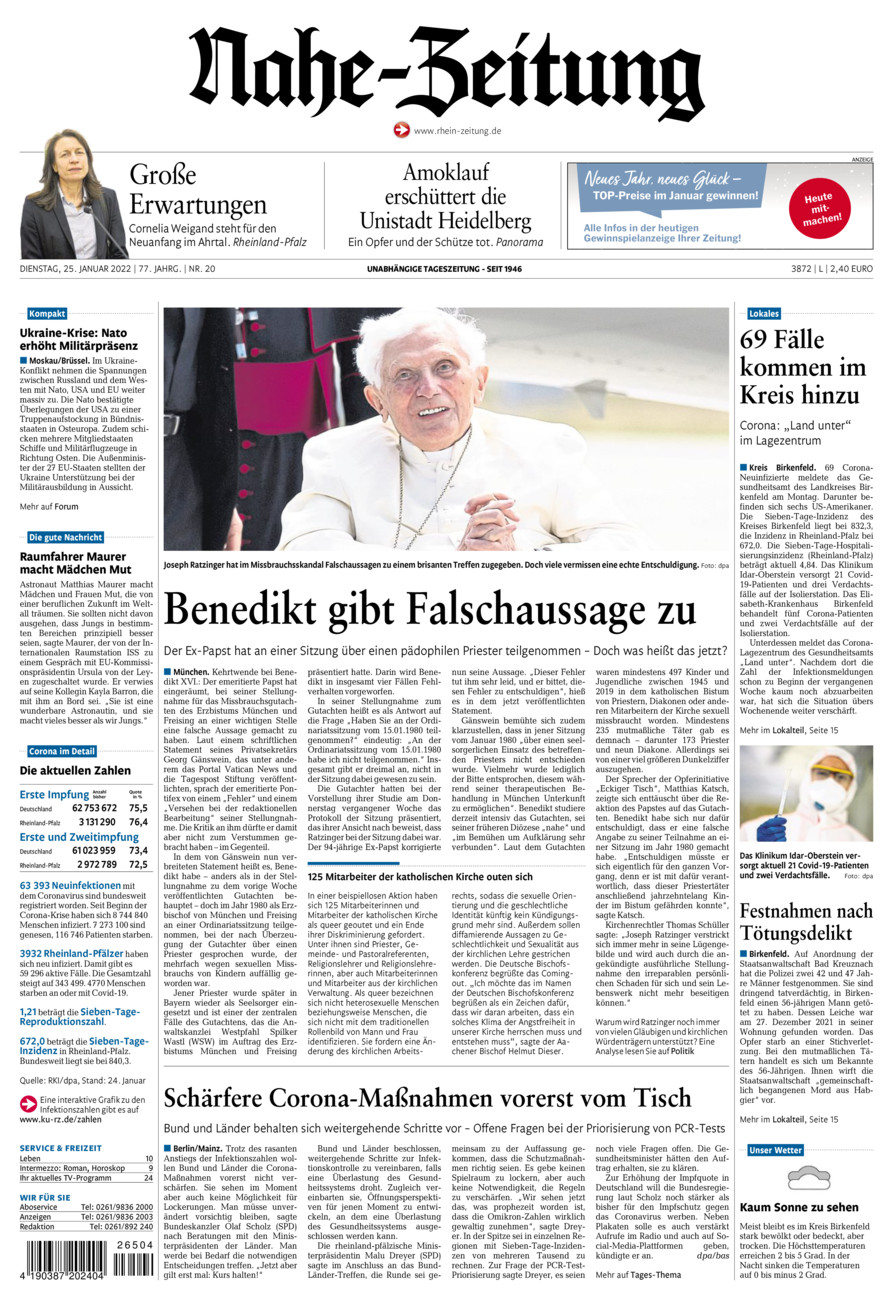Nahe-Zeitung vom Dienstag, 25.01.2022