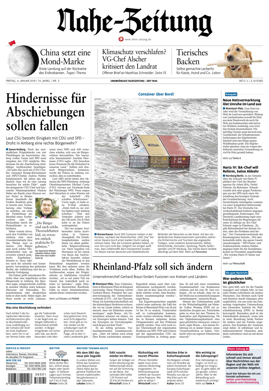 Nahe-Zeitung vom Freitag, 04.01.2019