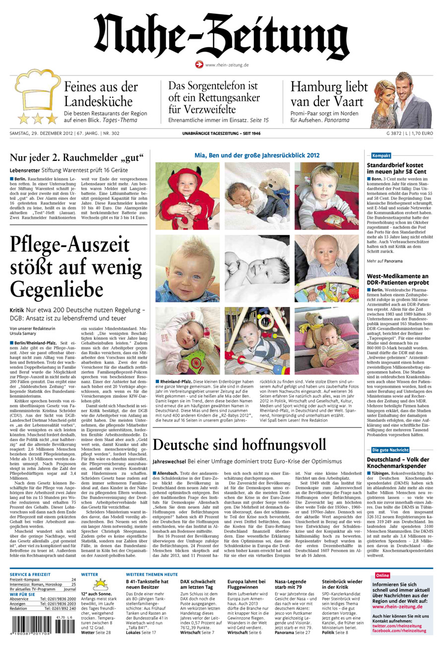 Nahe-Zeitung vom Samstag, 29.12.2012