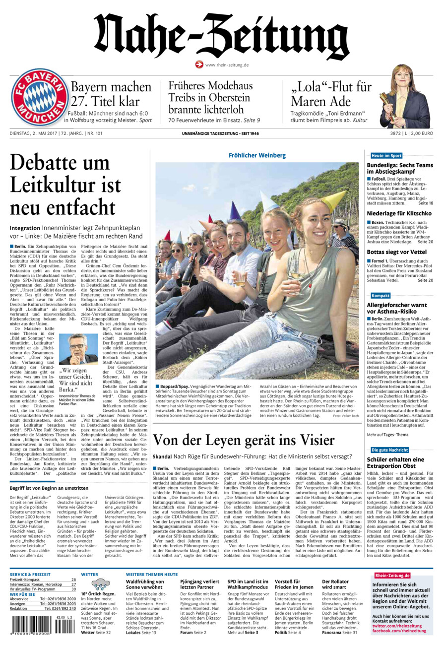 Nahe-Zeitung vom Dienstag, 02.05.2017