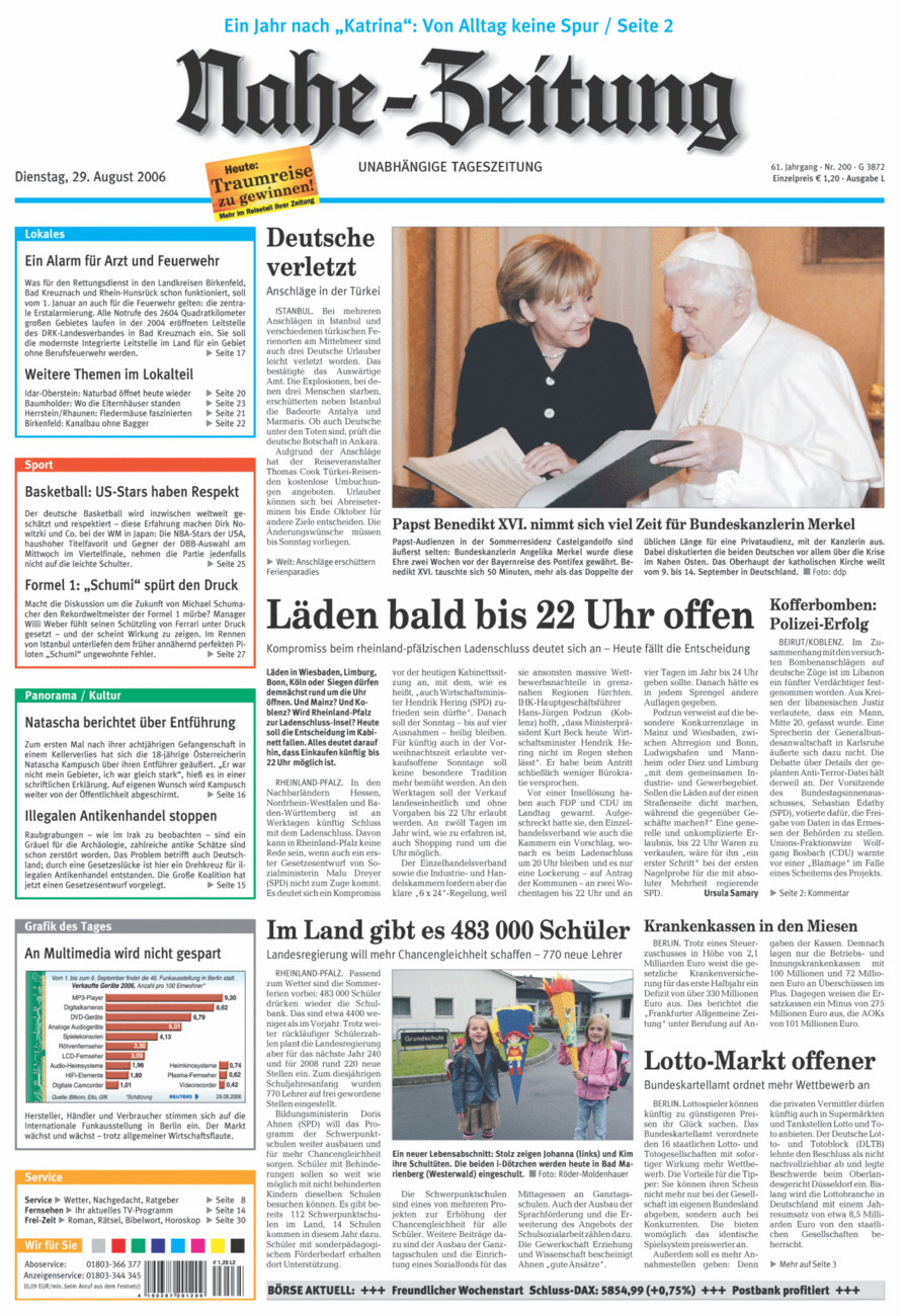 Nahe-Zeitung vom Dienstag, 29.08.2006