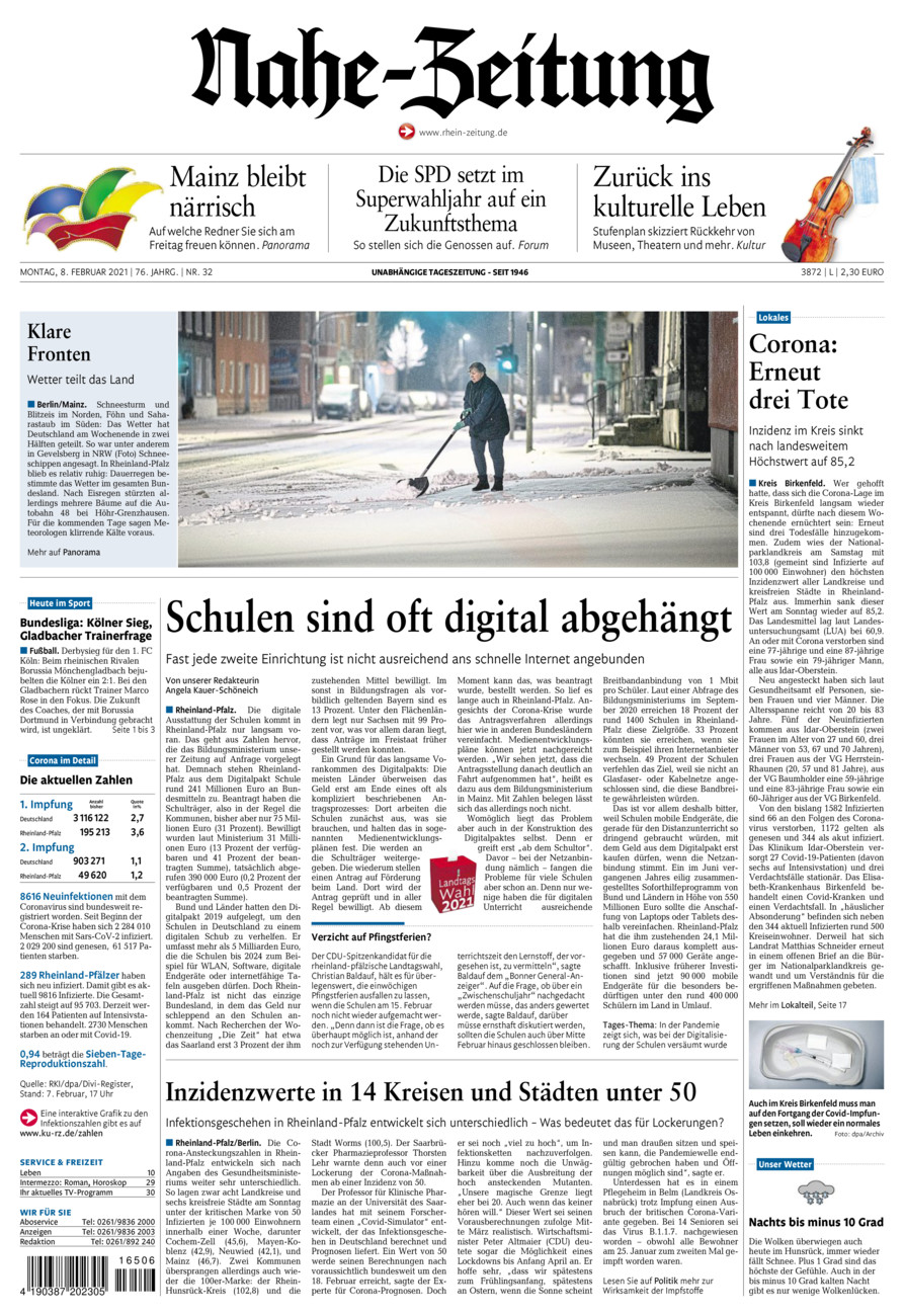 Nahe-Zeitung vom Montag, 08.02.2021