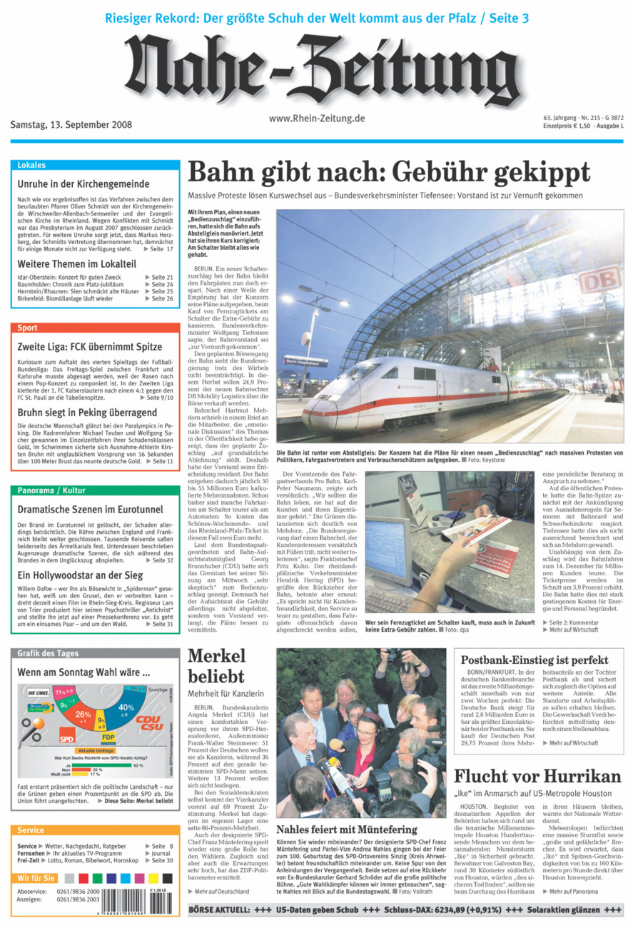 Nahe-Zeitung vom Samstag, 13.09.2008
