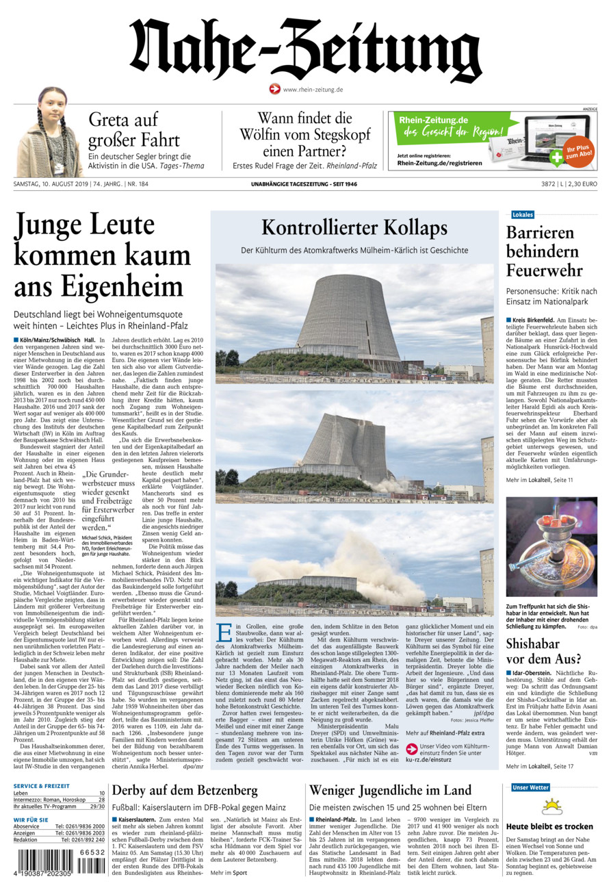 Nahe-Zeitung vom Samstag, 10.08.2019