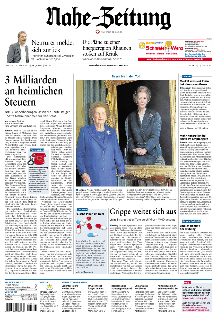 Nahe-Zeitung vom Dienstag, 09.04.2013