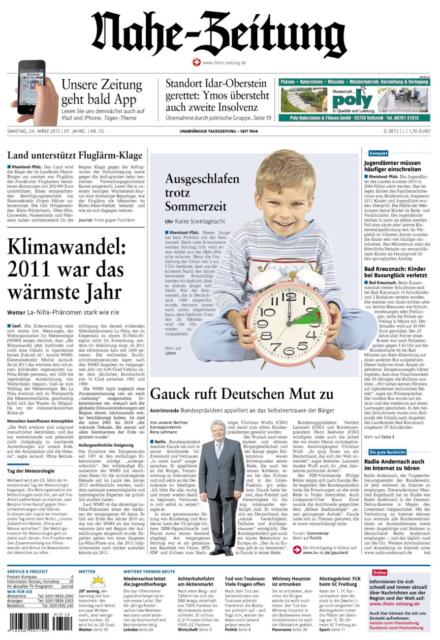 Nahe-Zeitung vom Samstag, 24.03.2012