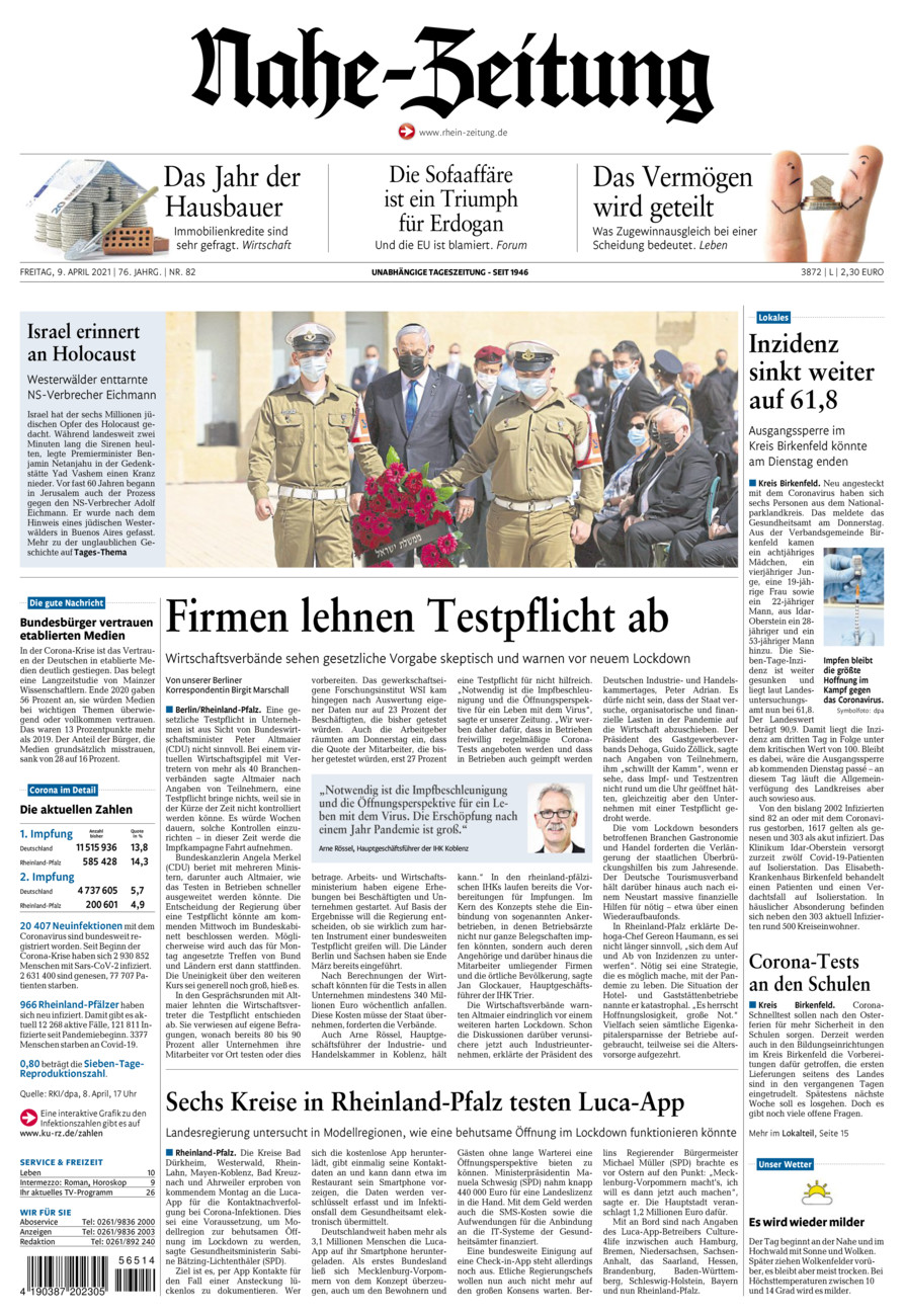Nahe-Zeitung vom Freitag, 09.04.2021