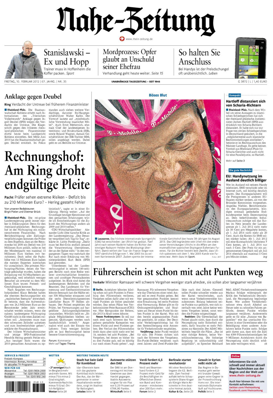 Nahe-Zeitung vom Freitag, 10.02.2012