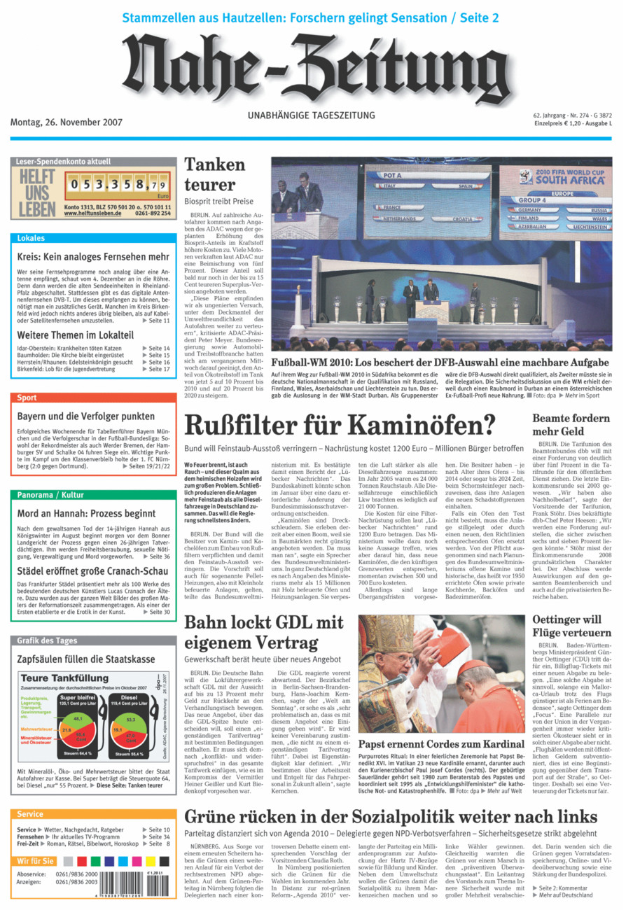 Nahe-Zeitung vom Montag, 26.11.2007