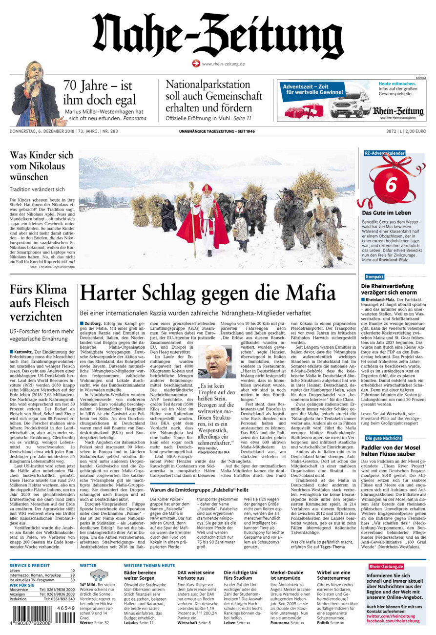 Nahe-Zeitung vom Donnerstag, 06.12.2018