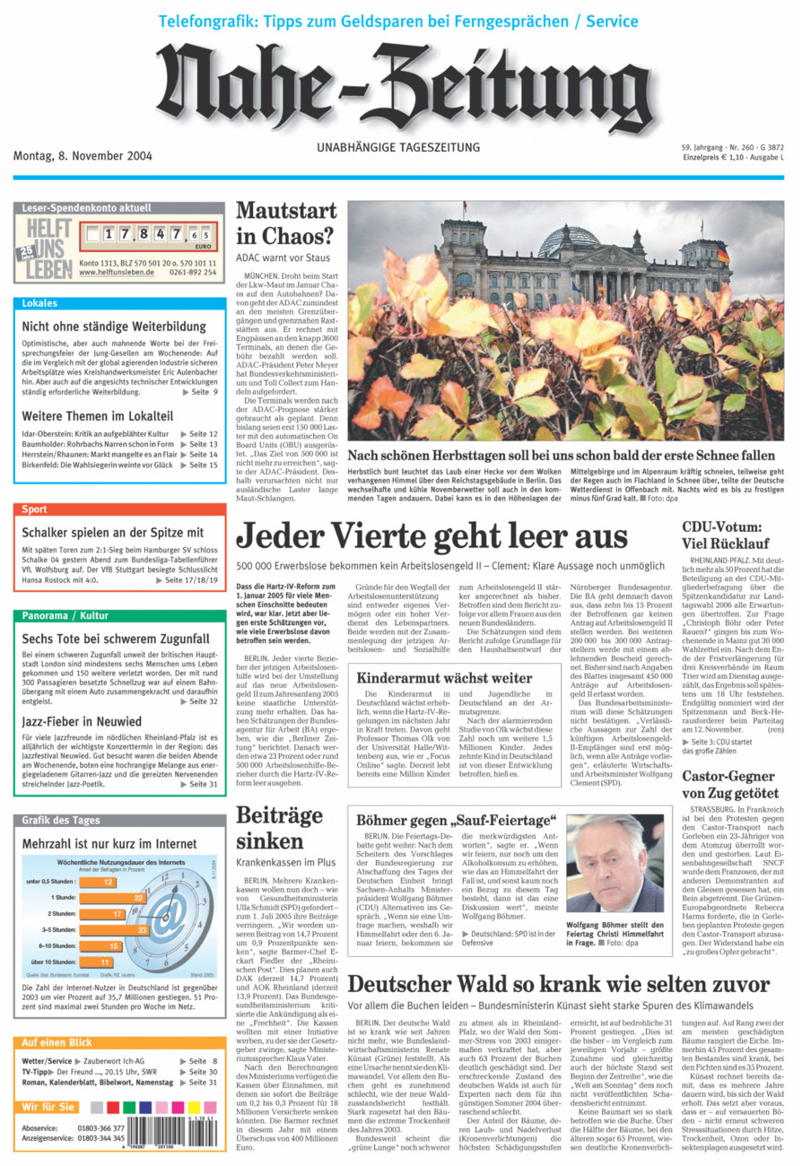 Nahe-Zeitung vom Montag, 08.11.2004