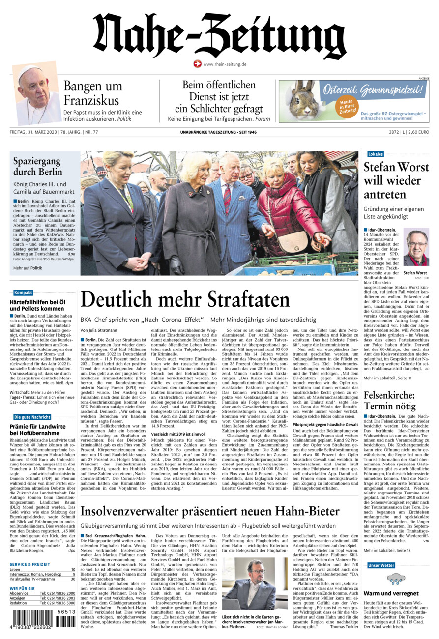 Nahe-Zeitung vom Freitag, 31.03.2023