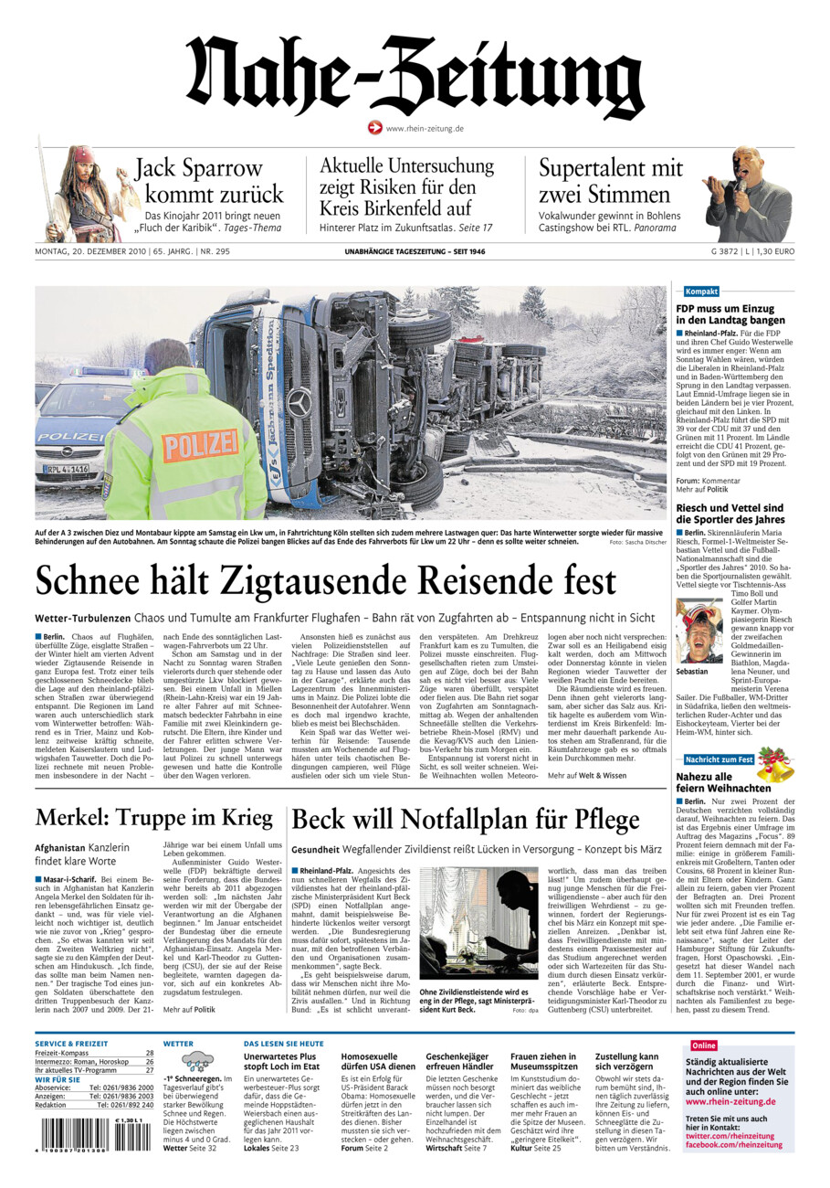 Nahe-Zeitung vom Montag, 20.12.2010