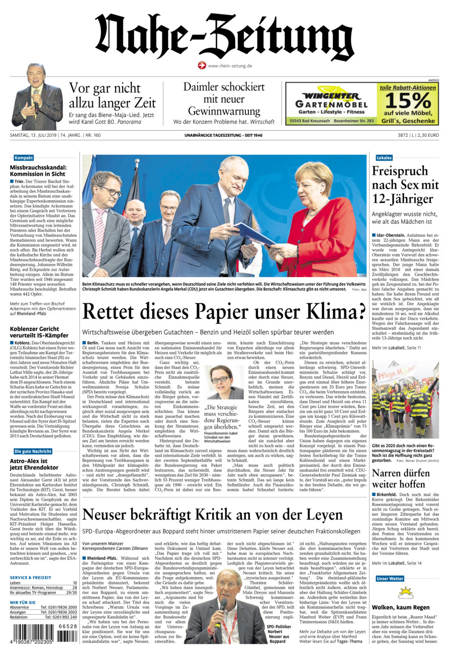 Nahe-Zeitung vom Samstag, 13.07.2019