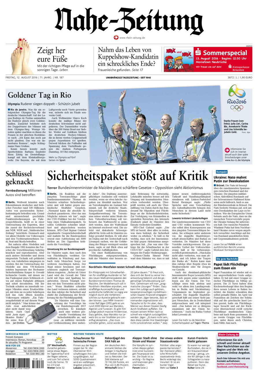 Nahe-Zeitung vom Freitag, 12.08.2016