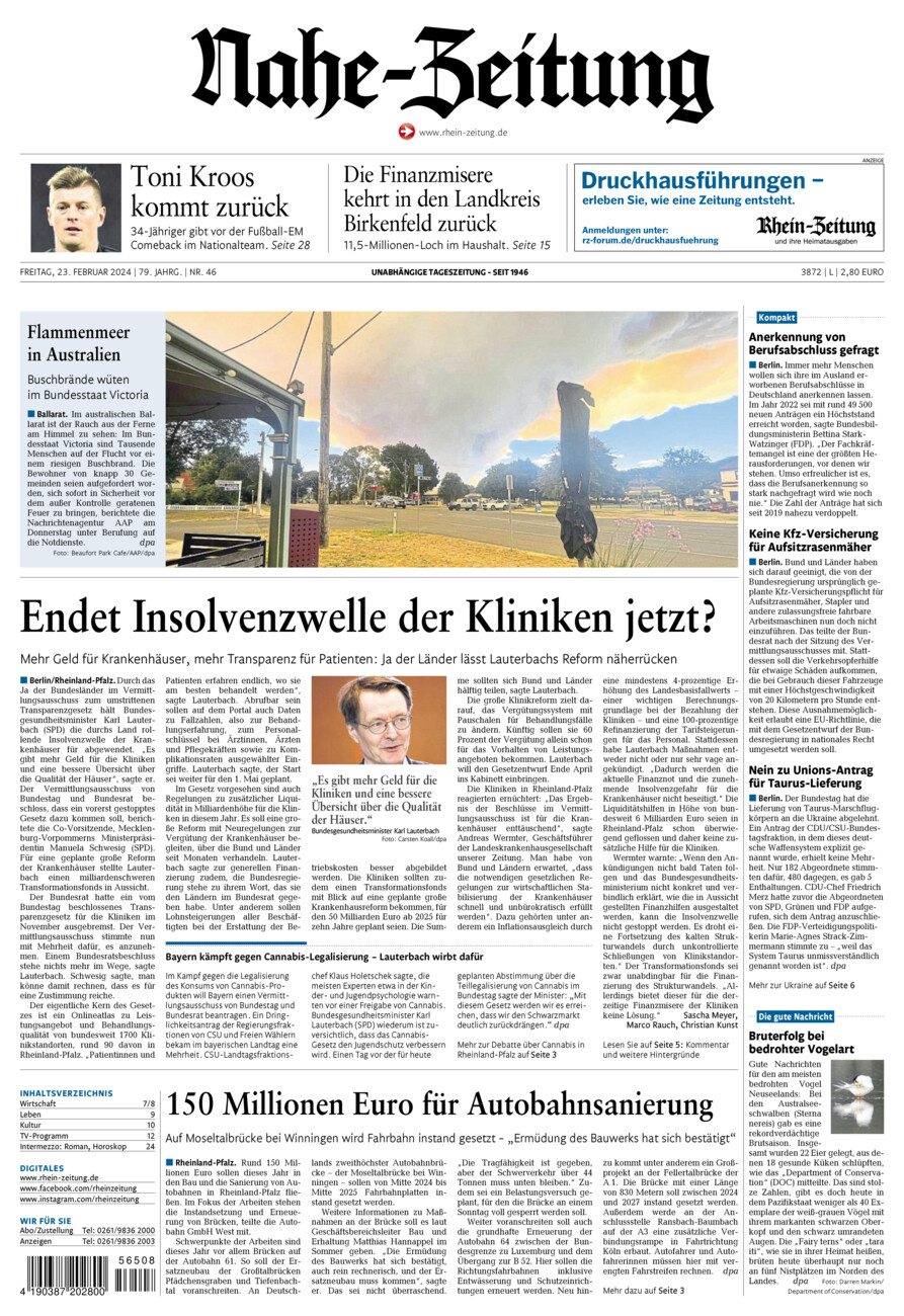 Nahe-Zeitung vom Freitag, 23.02.2024