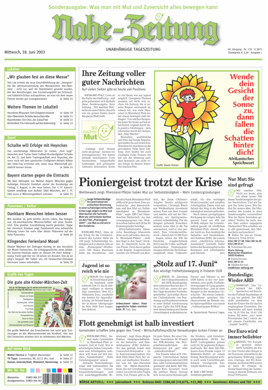 Nahe-Zeitung vom Mittwoch, 18.06.2003