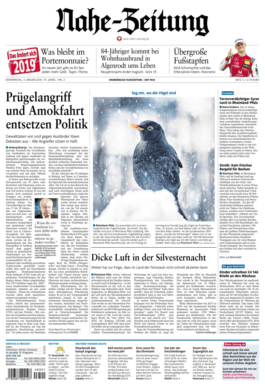 Nahe-Zeitung vom Donnerstag, 03.01.2019